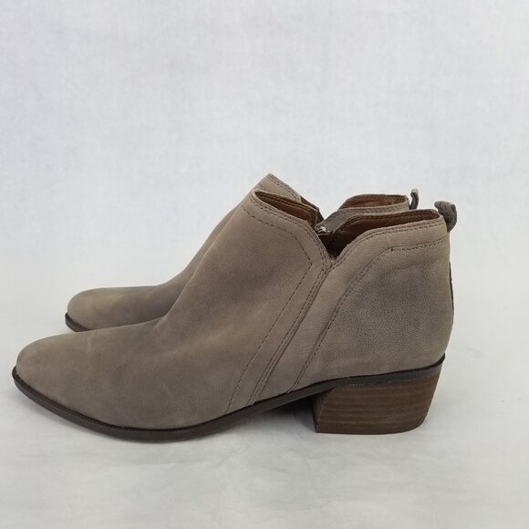 Franco Sarto Laslo Ankle Booties Women's 9 Leather Side Zip Iron Grey Block Heel - Picture 5 of 13